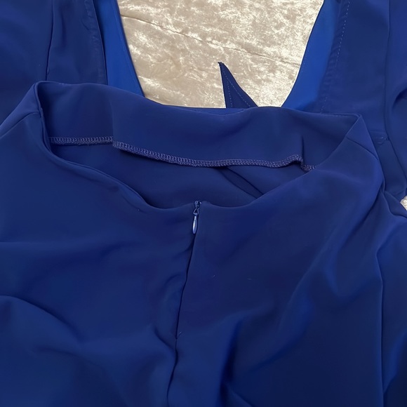 Royal Blue Ruffle Sleeve Bow Tie Back Dress - Picture 5 of 7